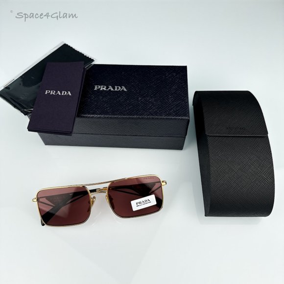 Prada PRA52S 5AK08S Sunglasses Gold Dark Violet Unisex Pilot PR A52S - Picture 1 of 8
